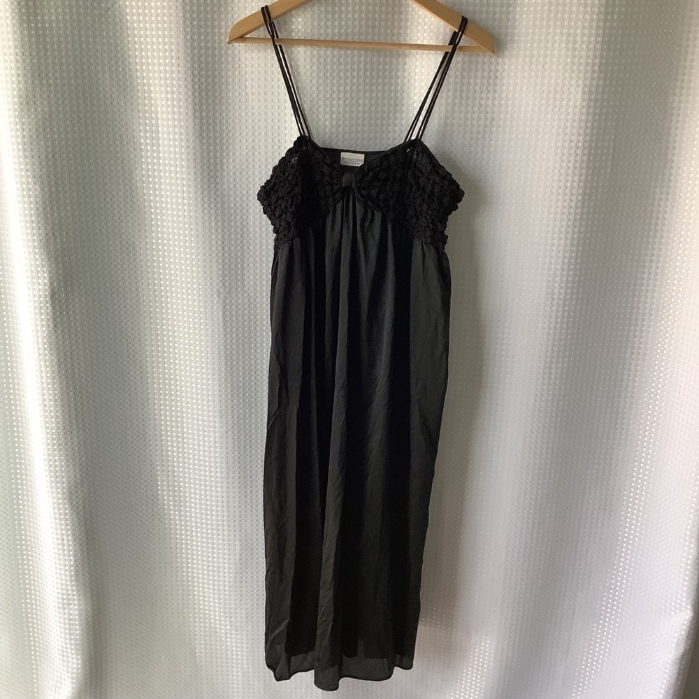 Romantic Moods Long Black Lace Babydoll Nightgown Black Sheer Large